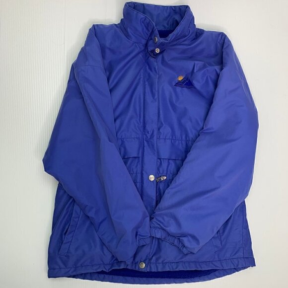 Northern Sun Vintage Winter Coat Medium Embroidered Mountains & Sun Blue - Picture 6 of 13